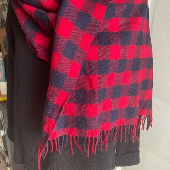 J CREW | MADEWELL | GAP | preppy red & navy blanket wrap scarf - Picture 7 of 7